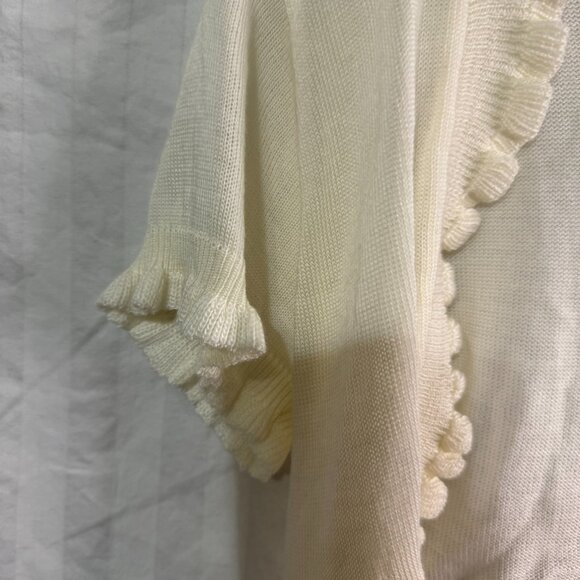 Knit Minded Cream Color Cardigan Size Large Short Sleeve - Picture 2 of 12